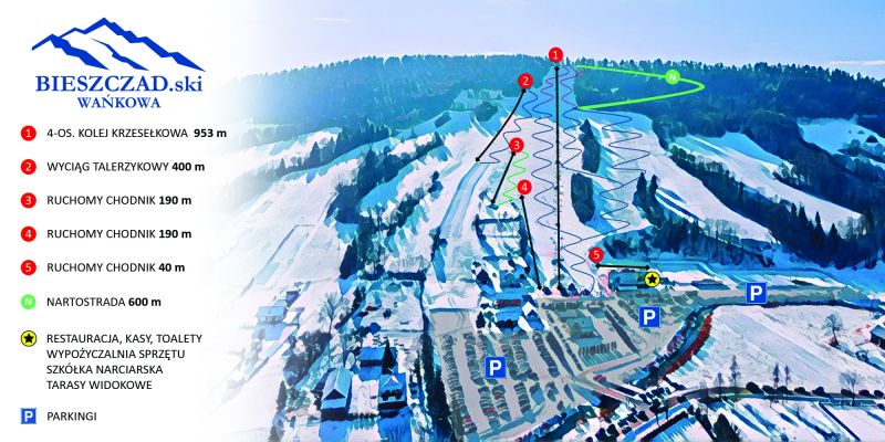 BIESZCZAD.ski Wańkowa - mapa tras