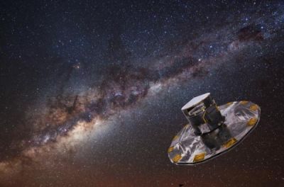 Artystyczna wizja obserwatorium Gaia na tle Drogi Mlecznej. Źródło: ESA/ATG medialab/ESO/S.Brunier.